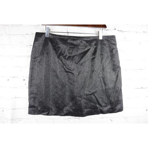 Vince Designer Black Shimmery Metallic Pleated Mini Skirt w/ Pockets Size 12 - Picture 7 of 10
